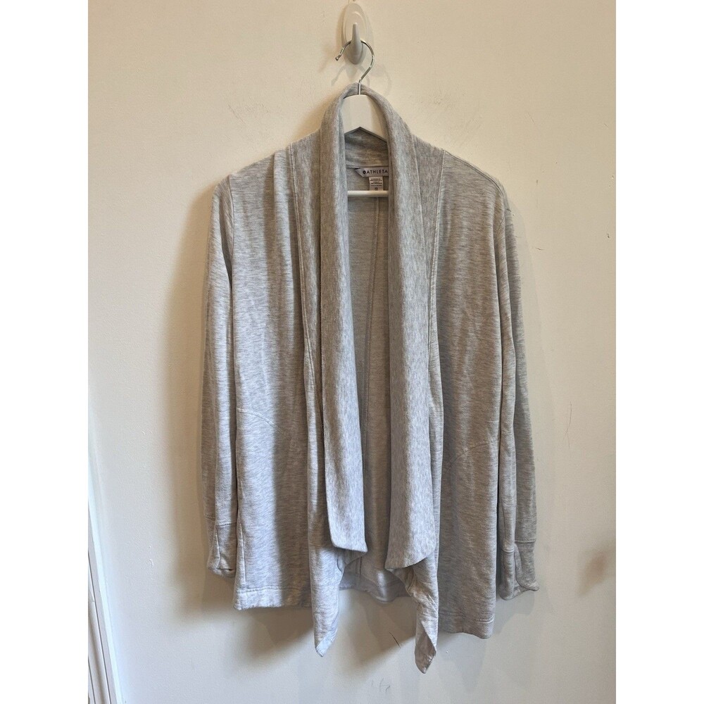 Athleta Heathered Gray Draped Pranayama Open Front Cardigan Modal Sz XS Oversize